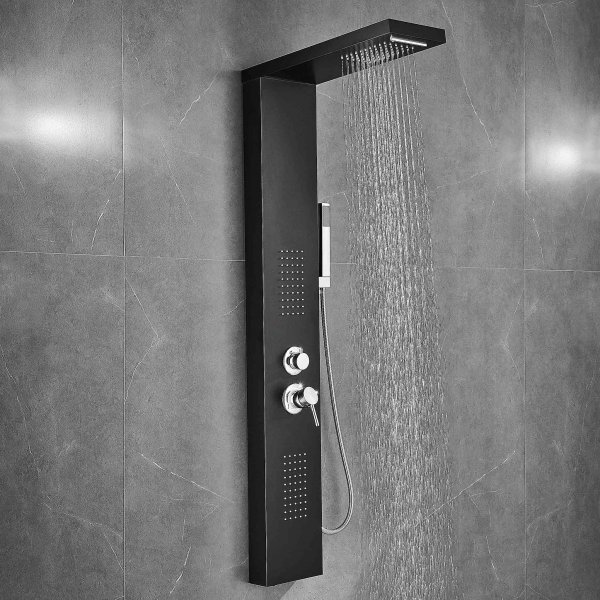 Lexi dusjpanel - svart rustfritt stål Lexi dusjpanel - svart rustfritt stål