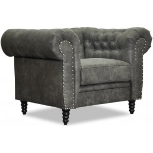Ashford chesterfield lenestol - Vintage øko-skinn Ashford chesterfield lenestol - Vintage øko-skinn