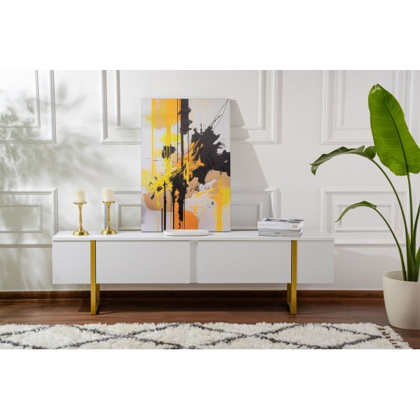 Serenity TV-stativ 180 cm - Hvit/gull