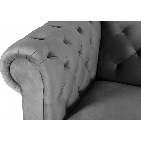 Chesterfield 3-seters sofa 210 cm gr� fl�yel