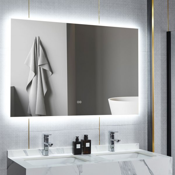 Baderomsspeil 140 x 100 cm med LED-belysning og antidugg Baderomsspeil 140 x 100 cm med LED-belysning og antidugg