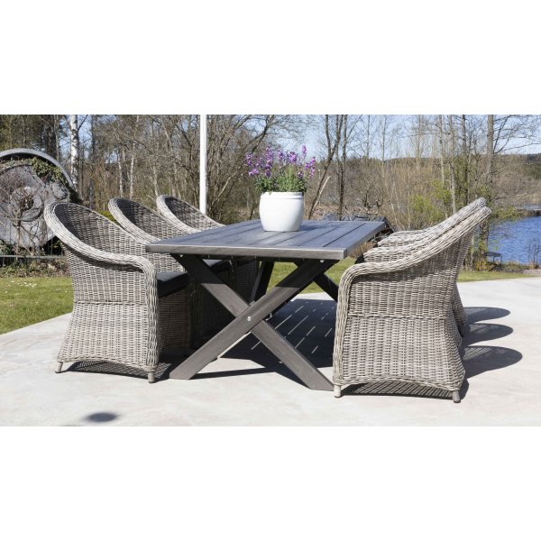 Oxford utespisegruppe 220 cm - Gr kunstrotting + Tekstilimpregnering for utembler