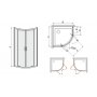 TX halvrund dusjhjrne - 5 mm glass (2 utadgende drer)