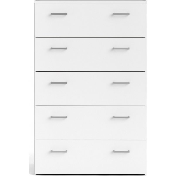 Space kommode hvit med 5 skuffer, bredde 74 cm og h�yde 115 cm