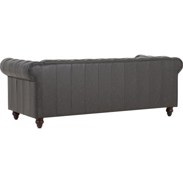 Sofa Chesterfield 3-seter 219 cm - m�rkebrun PU