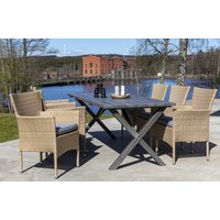 Scottsdale utespisegruppe med 6 stk lenestoler og spisebord 190 cm - Natur Scottsdale utespisegruppe med 6 stk lenestoler og spisebord 190 cm - Natur