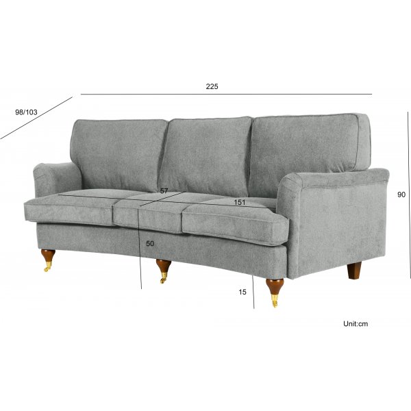 Howard 3-seters sofa grå 225 cm Howard 3-seters sofa grå 225 cm