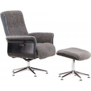 Lenestol med fotskammel Hag�n - gr� teddy