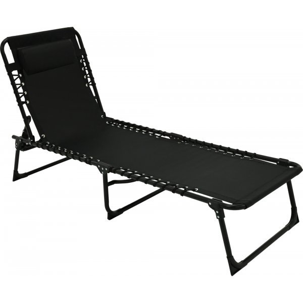 Justerbar solseng i aluminium - Svart sammenleggbar strandsolseng
