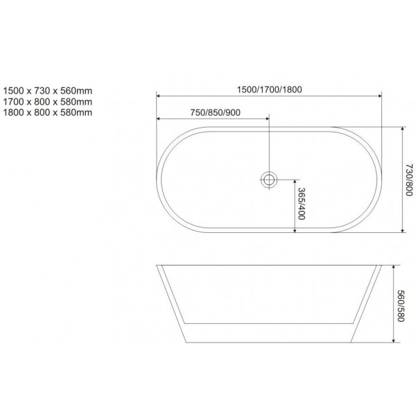 Badekar Butterfly valley - 150 cm Badekar Butterfly valley - 150 cm