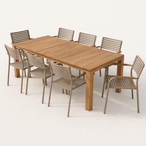 Utendørs spisegruppe - Saltö & Pino | Teakbord | 8 stoler Utendørs spisegruppe - Saltö & Pino | Teakbord | 8 stoler