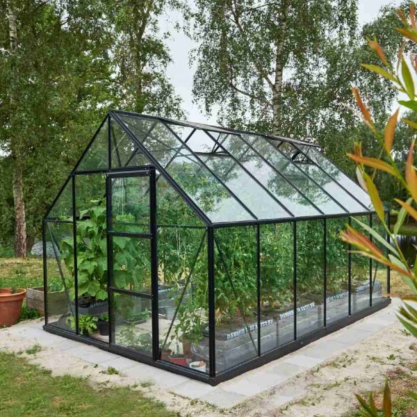 Drivhus Universal - Antracit med herdet glass 9,9 m