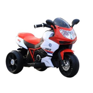 Elektrisk motorsykkel for barn hvit/r�d 6V - Sporty elbil med LED og musikk
