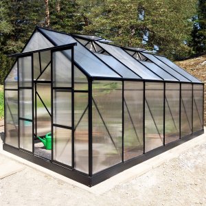 Drivhus 10,7 m² | 6 mm kanalplast | Høy dyrkingshøyde | Svart Drivhus 10,7 m² | 6 mm kanalplast | Høy dyrkingshøyde | Svart
