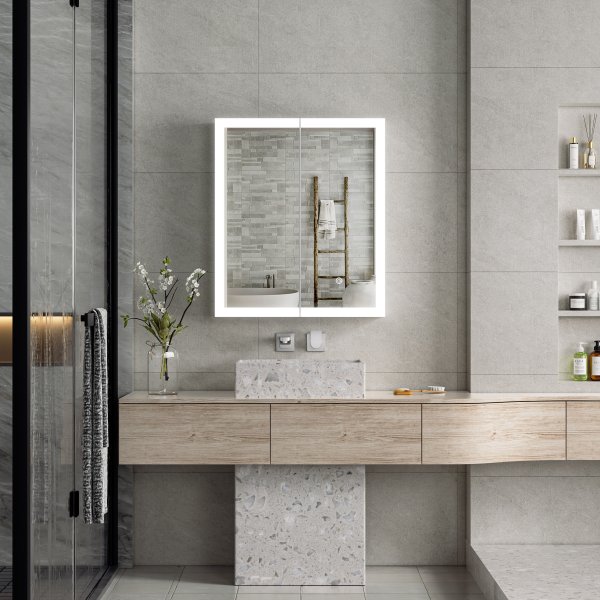 Speilskap - Cortona | Myktlukkende dobbeltdører | LED-belysning Speilskap - Cortona | Myktlukkende dobbeltdører | LED-belysning