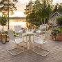 Utend�rs spisegruppe fj�rst�l med 4 stoler rundt et bord hvitlakkert + M�belpleie