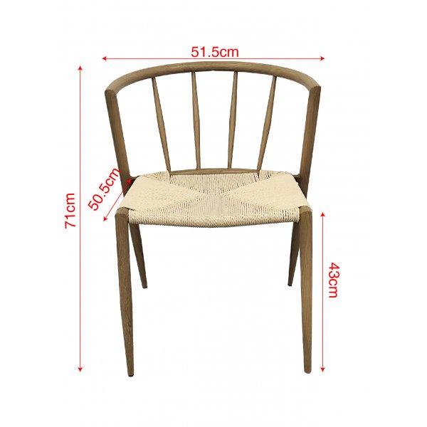 Stilig utestol i eikefinish med tau - Bella