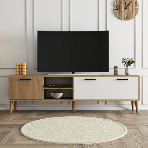 Exxen TV-benk 180 cm - Eik/hvit