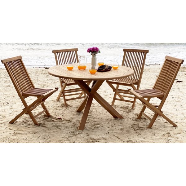 Salt� rundt spisebord i teak - 120 cm diameter