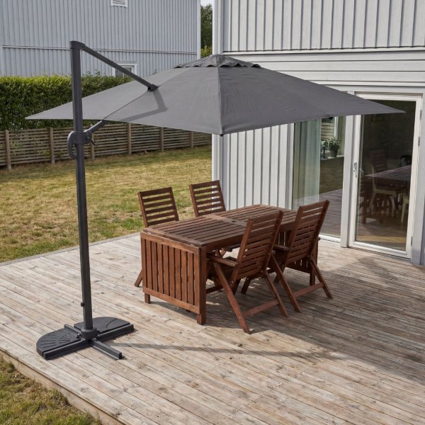 Hengende parasoll 300x300 cm m�rkegr� balkongparasoll