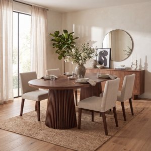 Crossby rundt spisebord uttrekkbart �120-200 cm - Valn�tt