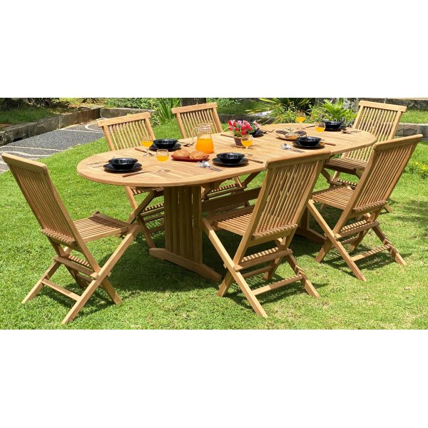 Salt ovalt spisebord 180-240 cm butterfly - Teak