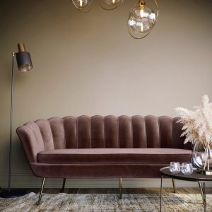 3-seters fl�yelsofa brun/messing