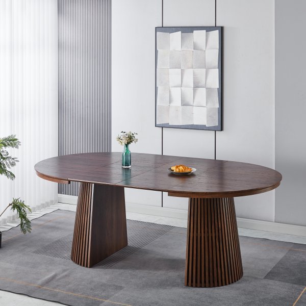 Crossby rundt spisebord uttrekkbart �120-200 cm - Valn�tt
