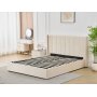 Sengeramme med hodegavl og oppbevaring 180 x 200 cm - Beige - Bianca