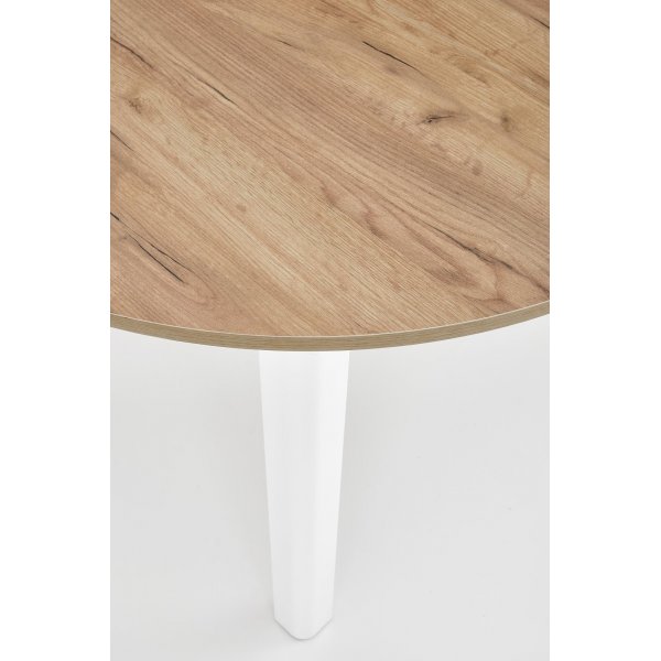 Rundt uttrekkbart spisebord eik/hvit 102-142 cm - Berivan