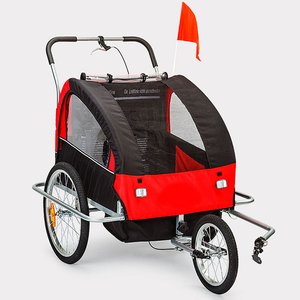 Sykkelvogn/joggevogn med støtdempere - Rød