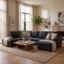 1 Solna U-sofa i svart PU A3D