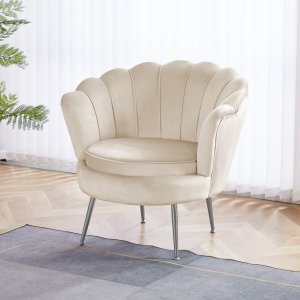 Lenestol i beige fløyel - Kingsley Lenestol i beige fløyel - Kingsley