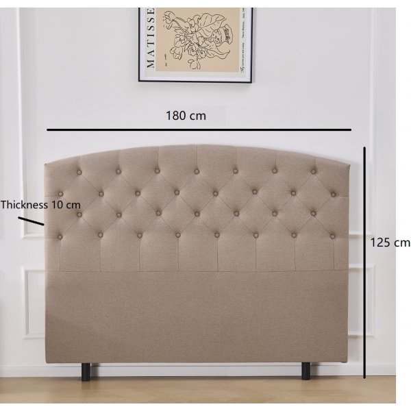 Sengegavl 180 cm bred avrundet design - Beige