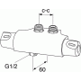 Gustavsberg Nautic termostat, 40 cc, uttak ned/koble opp