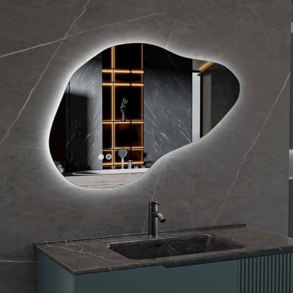 LED-speil 90x60 cm med antidugg og justerbar belysning