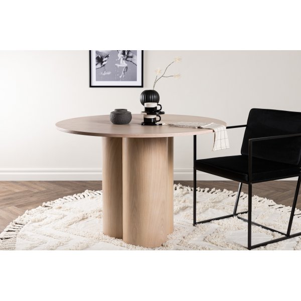 Spisebord rundt 110 cm hvitvasket - Olivia Spisebord rundt 110 cm hvitvasket - Olivia