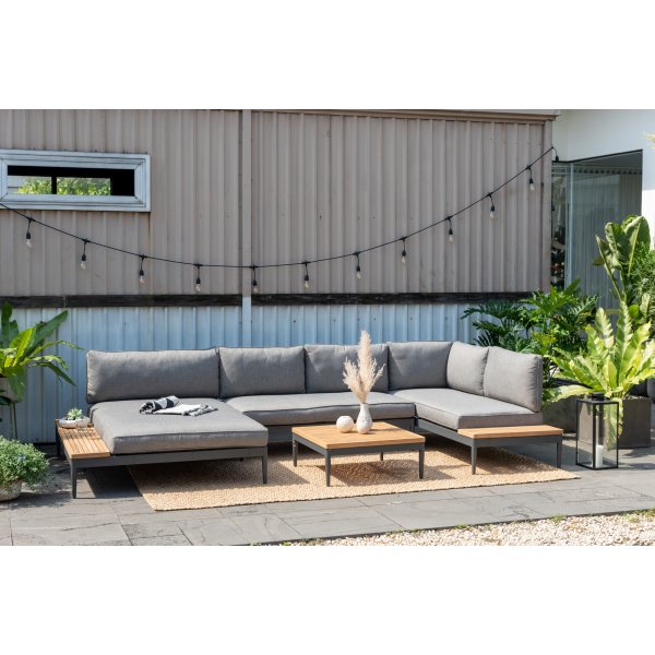 Livsstil Hage Topaz salonggruppe med divan - Grå/teak Livsstil Hage Topaz salonggruppe med divan - Grå/teak
