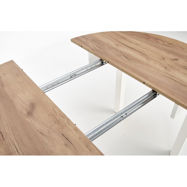 Rundt uttrekkbart spisebord eik/hvit 102-142 cm - Berivan