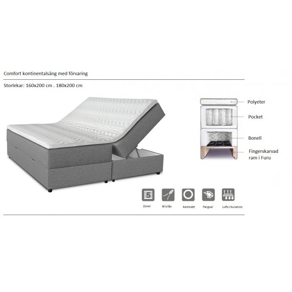 Seng med oppbevaring 180 cm - Beige Seng med oppbevaring 180 cm - Beige