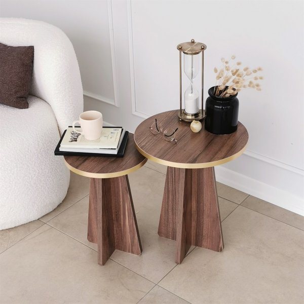 Sjampinjong sidebordsett �30/40 cm - Gull/valn�tt
