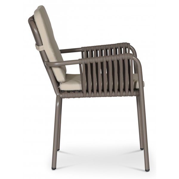 Lincoln stabelbar utestol - Gr med beige pute + Tekstilimpregnering for utembler