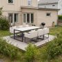 Spisegruppe 6 stoler + bord 215 cm + gr�/svart utend�rs spisegruppe + M�belpleie