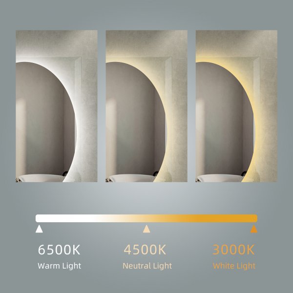 Speil - Benevento | Ovalt | LED-belysning, dimbar og antidugg Speil - Benevento | Ovalt | LED-belysning, dimbar og antidugg