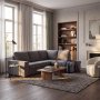1 Solna sofa 3-seter grå - dyp liten hjørnemodell og åpen ende 242 cm