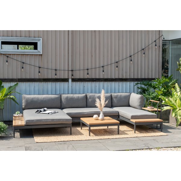 Livsstil Hage Topaz salonggruppe med divan - Grå/teak Livsstil Hage Topaz salonggruppe med divan - Grå/teak