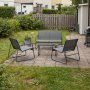 Zanzibar loungegruppe sofa og lenestoler med salongbord svart + Flekkfjerner for m�bler
