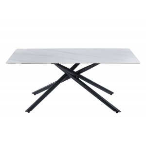 Jupiter spisebord - 180x90 cm - Hvit marmorplate i keramikk