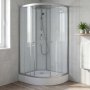 Dusjkabinett 90�90x210 cm Hvitt glass og massasjedyser - Vel�r