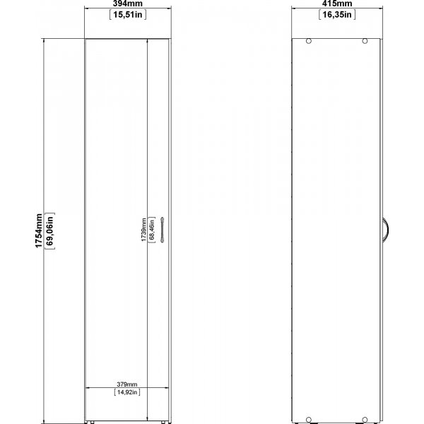 Hvit Space-garderobe - 40 cm bred - 175 cm høy Hvit Space-garderobe - 40 cm bred - 175 cm høy